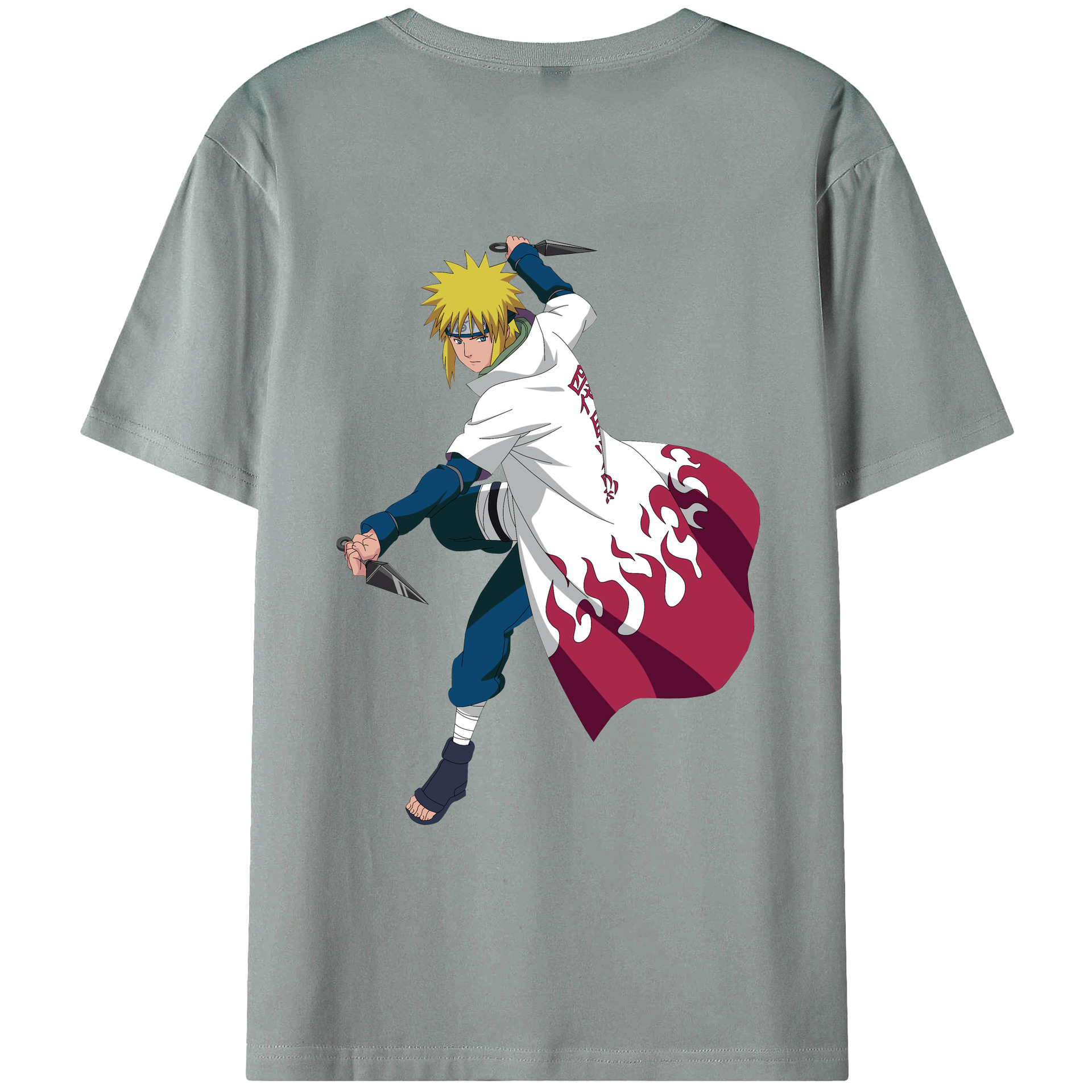 （画像用） NARUTO -ナルト- 波風 ミナト Namikaze Minato 綿100％ メンズ半袖Tシャツ（バックプリント） 通気性